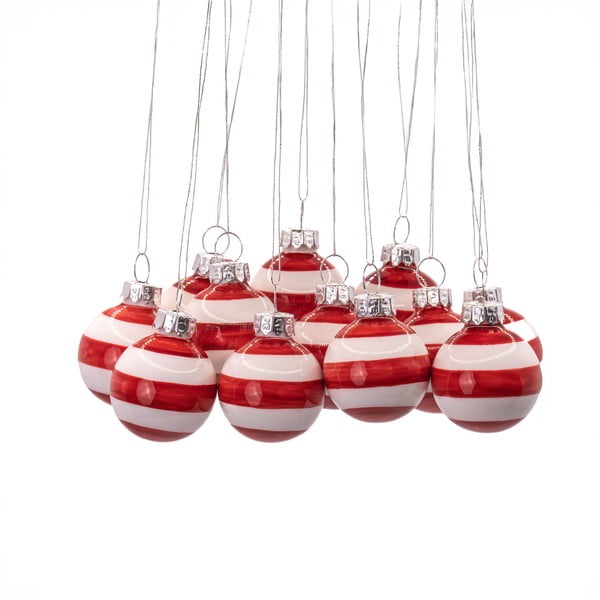 Sklenené ručne vyrábané vianočné gule v súprave 12 ks ø 3 cm Bauble Stripe – Sass & Belle