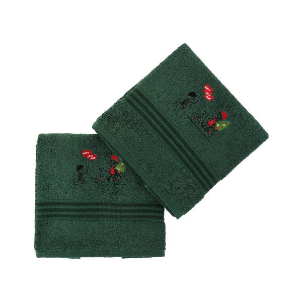 Sada 2 zelených vianočných uterákov, 70x140 cm