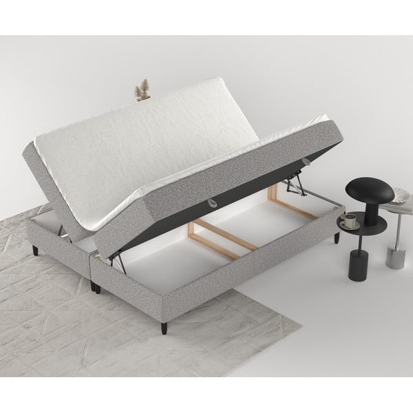 Sivá boxspring posteľ s úložným priestorom 200x200 cm Malte – Maison de Rêve-image-2