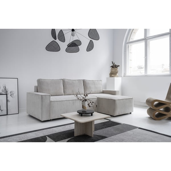 Biela menčestrová rozkladacia rohová pohovka (variabilná) Brave Dave – Miuform-image-3