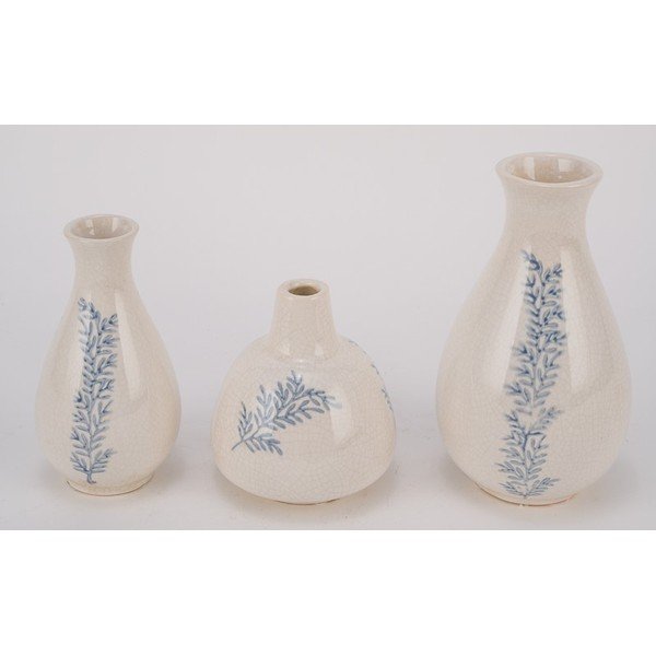 Krémovobiele keramické súprava váz 3 ks (výška  16,5 cm) – Ego Dekor-image-1