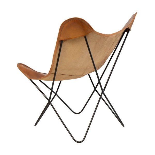 Hnedé kožené butterfly kreslo sømcasa Farfalla-image-4