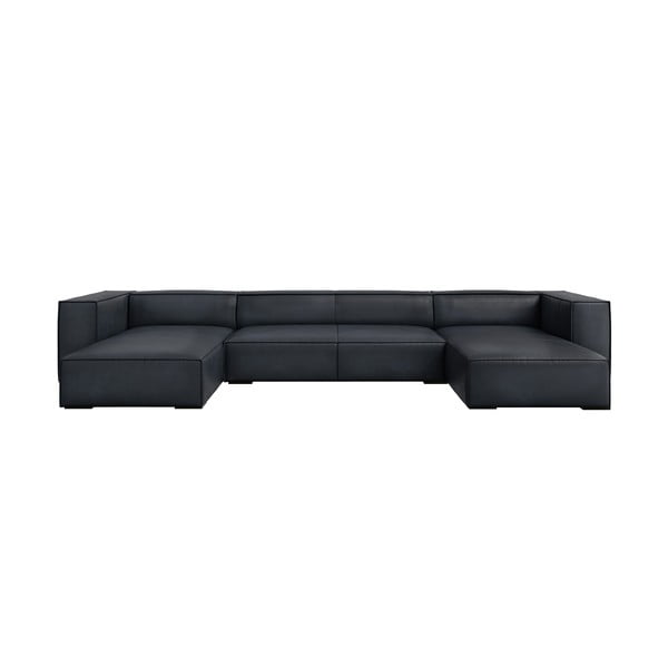 Tmavomodrá kožená rohová pohovka (do tvaru "U") Madame – Windsor & Co Sofas