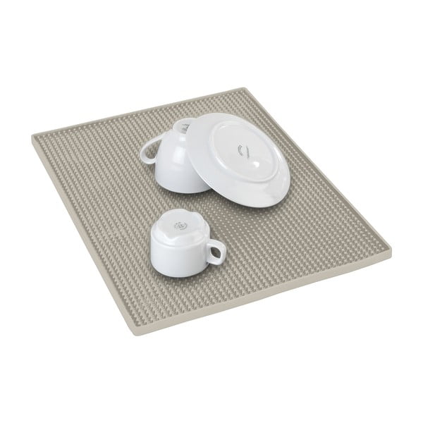 Béžová gumová odkvapkávacia podložka na riad 40x30 cm Maxi – Wenko