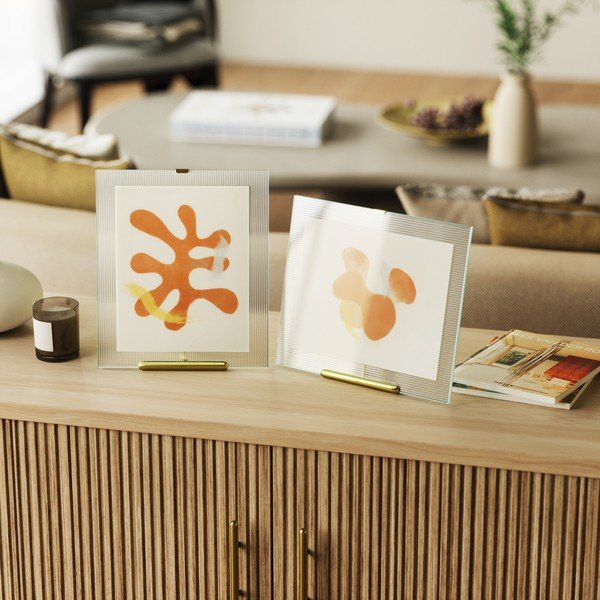 Sklenený stojací rámček v zlatej farbe 26x30,5 cm Flute – Umbra-image-1