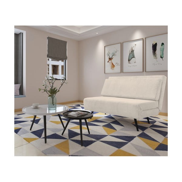 Krémovobiela menčestrová rozkladacia pohovka 140 cm Mallory – Støraa-image-3