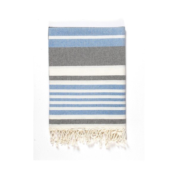 Modro-sivá osuška s prímesou bavlny Kate Louise Cotton Collection Line Blue Grey, 100 × 180 cm-image-3