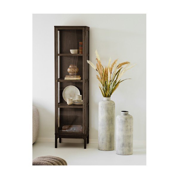 Tmavohnedá vitrína v dekore duba 47x180x40 cm Zamora – House Nordic-image-1