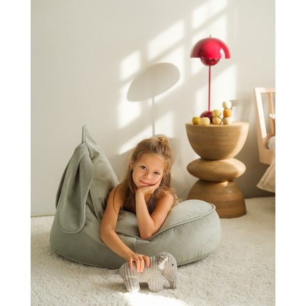 Zamatový detský sedací vak v mentolovej farbe Bunny – Wigiwama-image-4