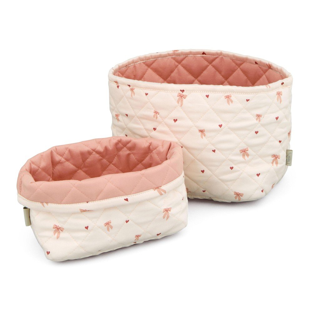E-shop Ružové/krémovobiele látkové detské koše na hračky v súprave 2 ks ø 24x17 cm Bows – Cam Cam Copenhagen