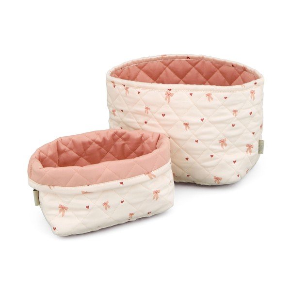 Ružové/krémovobiele látkové detské koše na hračky v súprave 2 ks ø 24x17 cm Bows – Cam Cam Copenhagen