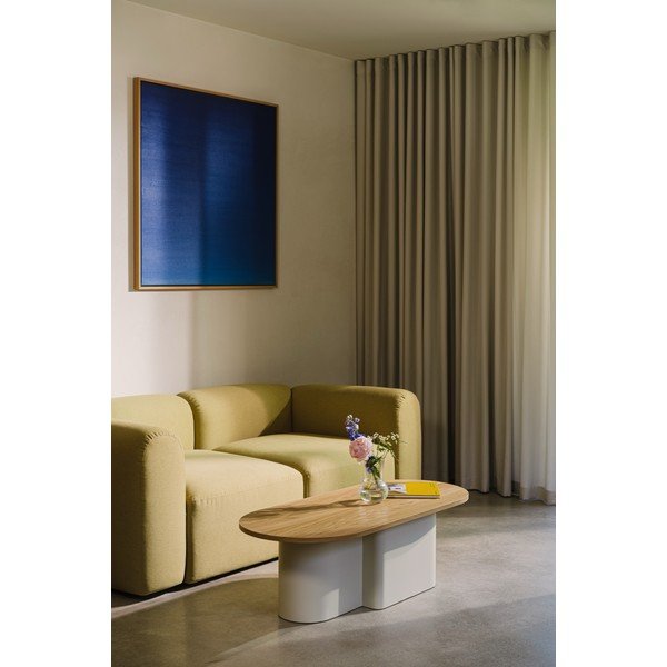 Béžový konferenčný stolík s doskou v dubovom dekore 50x115 cm Looi – noo.ma-image-3