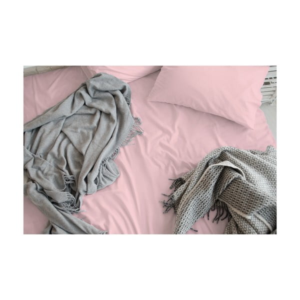 Ružová obliečka na vankúš zo 100% bavlneného saténu Ambianzz, 70 x 60 cm