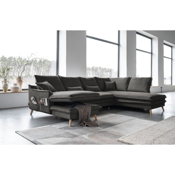 Tmavosivá rozkladacia rohová pohovka (pravý roh/do tvaru "U") Charming Charlie – Miuform-image-4