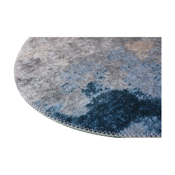 Modrý/sivý umývateľný okrúhly koberec ø 120 cm – Vitaus-image-2