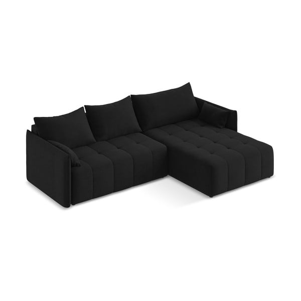 Čierna rozkladacia/s úložným priestorom rohová pohovka (pravý roh/s leňoškou) Moku – Makamii-image-2