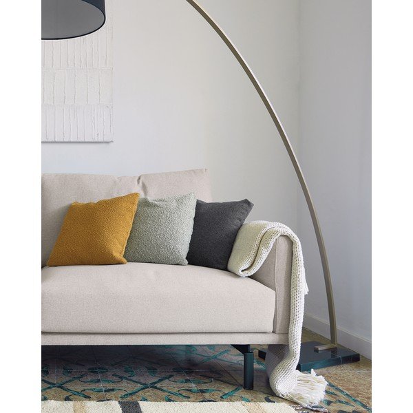 Čierna/v zlatej farbe stojacia lampa s textilným tienidlom (výška  210 cm) Juhe – Kave Home-image-4