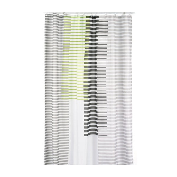 Sprchový záves Lamara, sivý/zelený, 180x200 cm