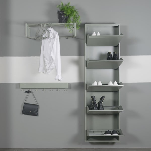 Sivozelená kovová výklopná skrinka na topánky 50x169x15 cm Billy – Spinder Design-image-1