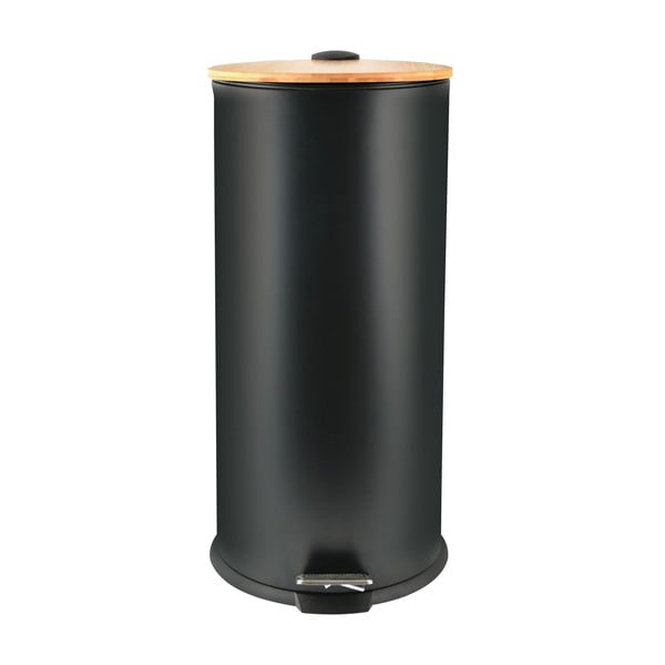 Matne čierny nášľapný oceľový odpadkový kôš 30 l Adonis – Spirella-image-3