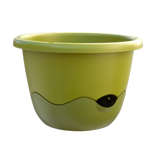 Zelený samozavlažovací kvetináč vhodný k zaveseniu Plastia Mareta 25-image-1