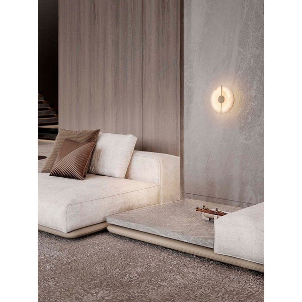 Krémovobiele/v mosadznej farbe LED nástenné svietidlo v dekore kameňa Aider – Nova Luce-image-1