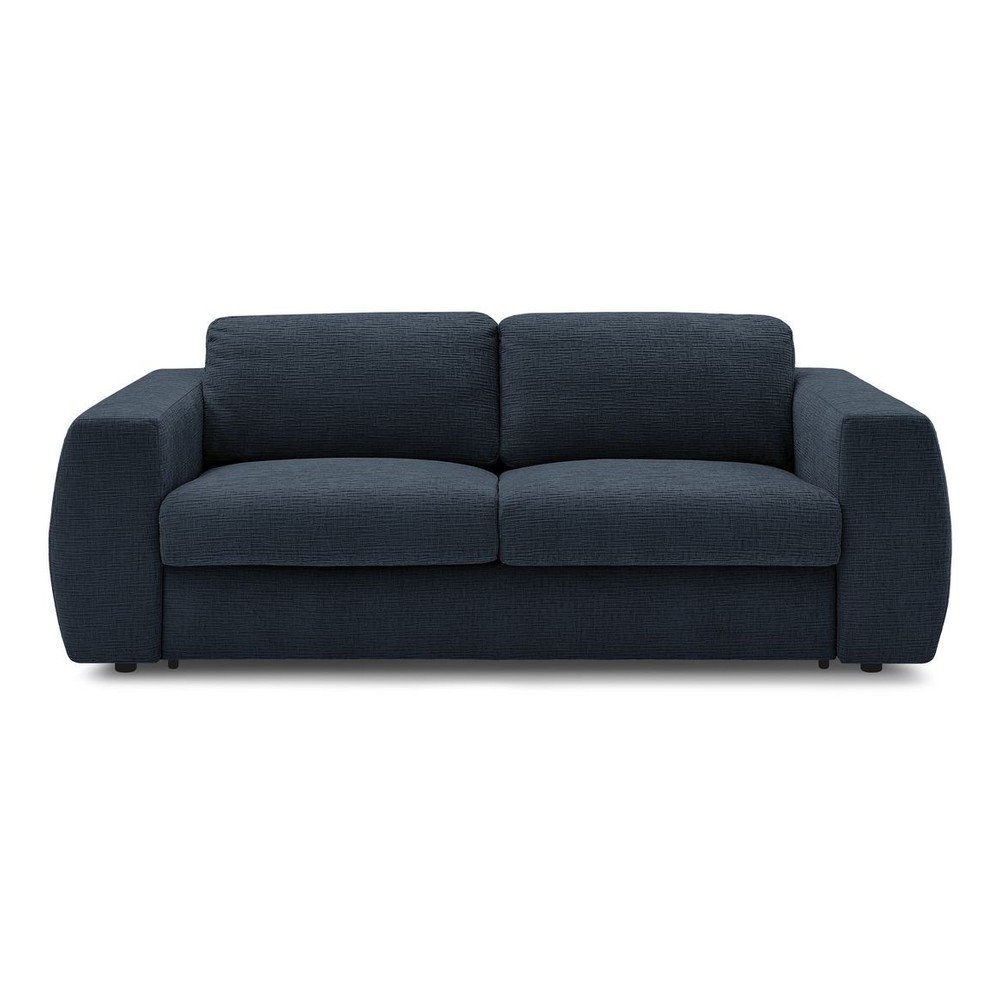 E-shop Tmavomodrá ženilková pohovka na každodenné spanie/rozkladacia 220 cm Hugo – Bobochic Paris