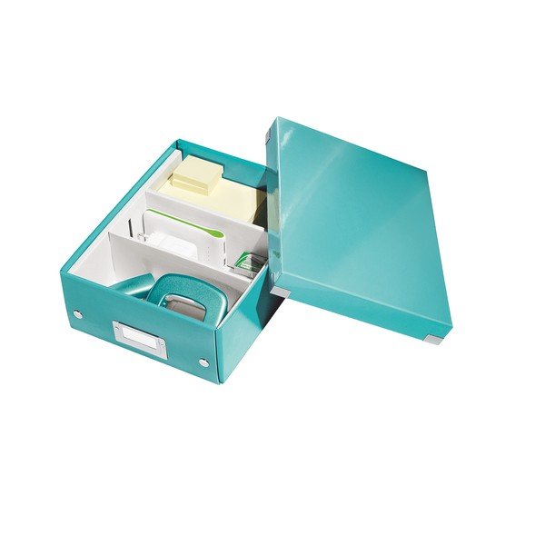Tyrkysovomodrý kartónový úložný box s vekom Click&amp;Store - Leitz-image-4