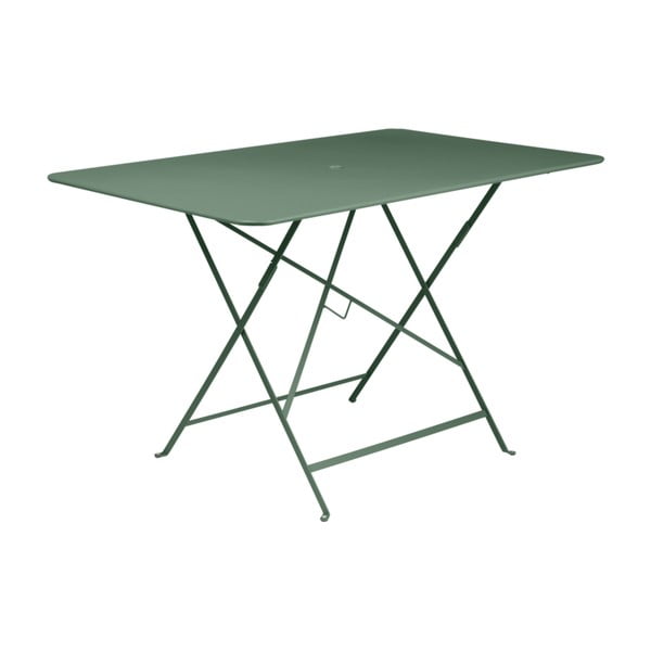 Svetlozelený kovový skladací záhradný stolík Fermob Bistro, 117 × 77 cm