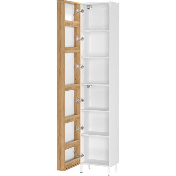 Biela vysoká/úzka kúpeľňová skrinka 39x195 cm Topeka – Germania-image-3