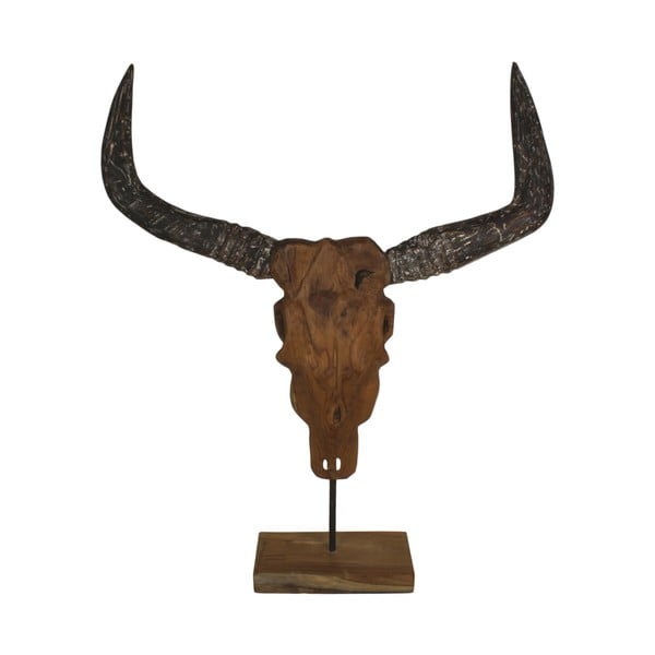 Dekorácia z teakového dreva HSM Collection Buffalo Head, výška 80 cm