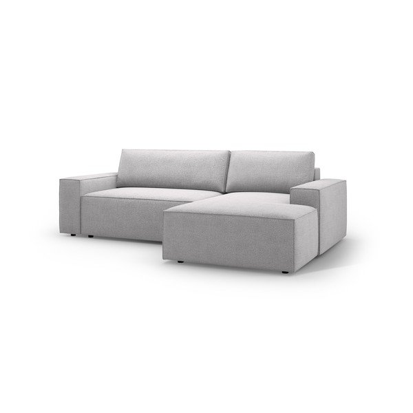 Svetlosivá rozkladacia rohová pohovka z textílie bouclé (pravý roh) Jodie – Micadoni Home-image-2