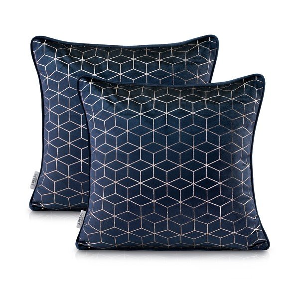 Sada 2 obliečok na vankúše AmeliaHome Nancy Darkblue, 45 x 45 cm