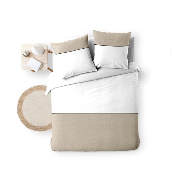 Biele/béžové bavlnené obliečky na dvojlôžko/predĺžené 240x220 cm Gabrielle – douceur d'intérieur-image-4