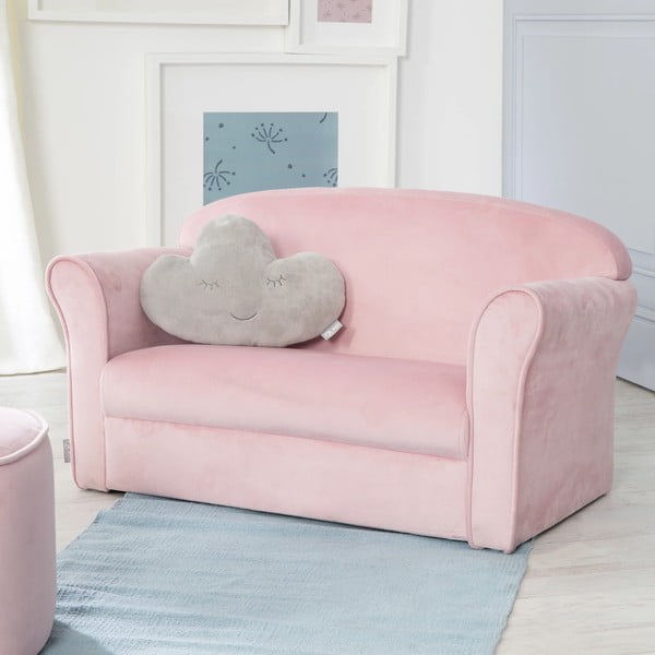 Svetloružová zamatová detská pohovka 78 cm Lil Sofa – Roba-image-1