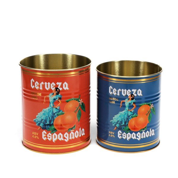 Dekoratívne cínové úložné boxy v súprave 2 ks ø 11x13 cm Cerveza Española – Rex London