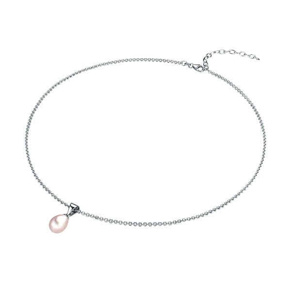Strieborný náhrdelník s fialovou perlou Chakra Pearls, 42 cm