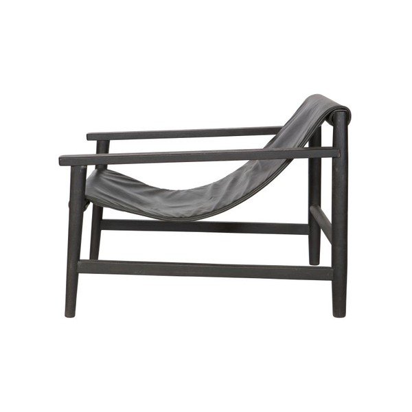 Čierne kožené kreslo BePureHome Sling-image-2