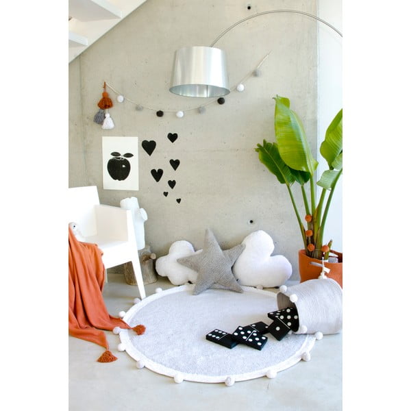 Svetlosivý prateľný ručne tkaný bavlnený detský koberec ø120 cm Bubbly – Lorena Canals-image-3