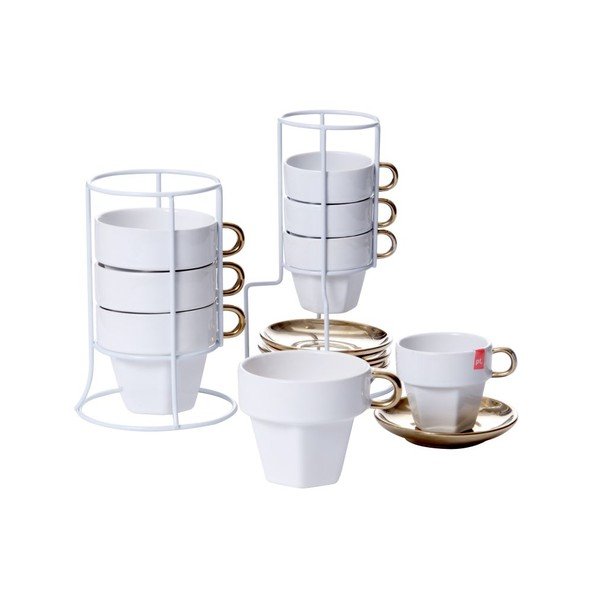 Sada 4 hrnčekov so stojanom Present Time Cappuccino Tower-image-2
