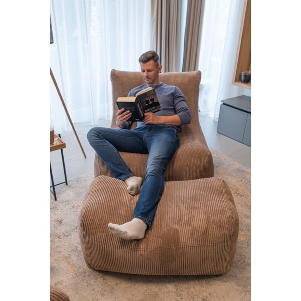 Hnedý menčestrový sedací vak Plus 100 Lounge – SLOWDOWN-image-1