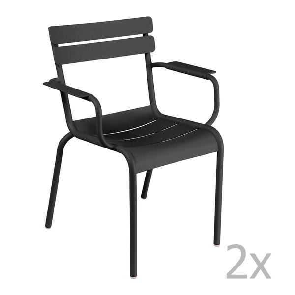 Sada 2 čiernych stoličiek s opierkami na ruky Fermob Luxembourg