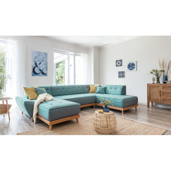 Tyrkysovomodrá rozkladacia rohová pohovka (pravý roh/do tvaru "U") Dazzling Daisy – Miuform-image-4