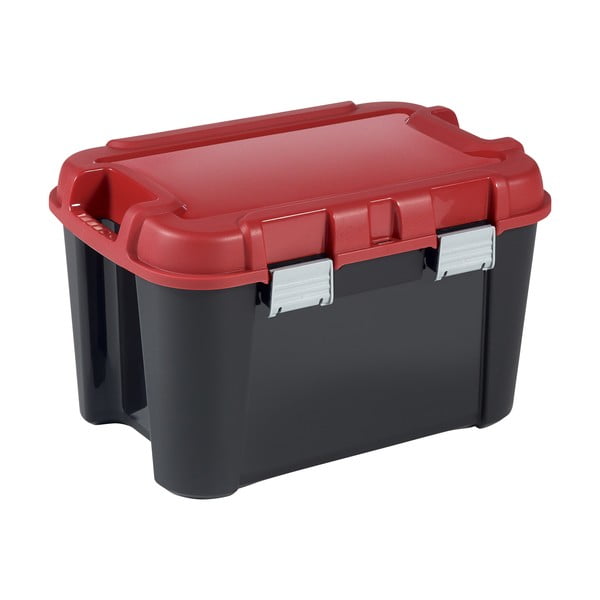 Červeno-čierny plastový úložný box s vekom 59x39,5x36 cm Totem – Curver