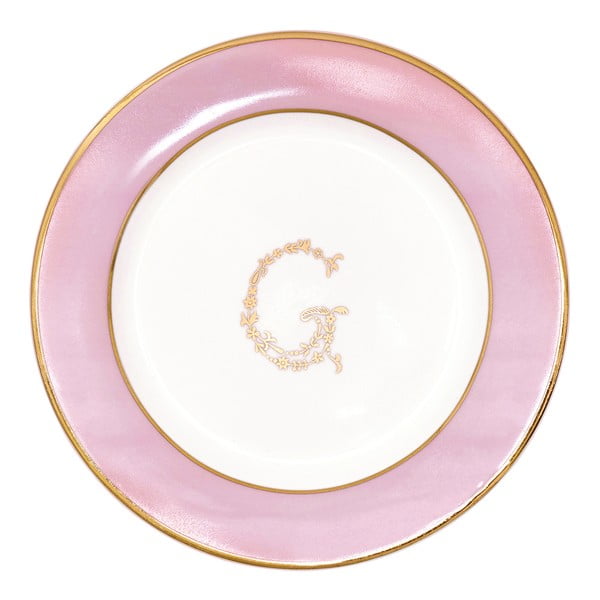 Ružovo-biely dezertný tanierik Green Gate