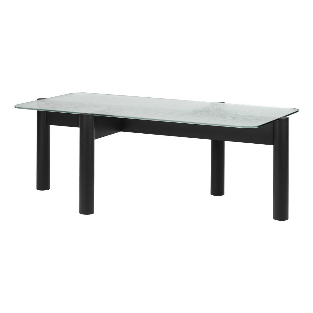 E-shop Čierny konferenčný stolík so sklenenou doskou 55x105 cm Kob – noo.ma
