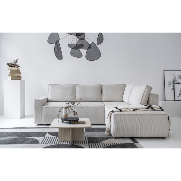 Biela menčestrová rozkladacia rohová pohovka (pravý roh) Brave Dave – Miuform-image-1