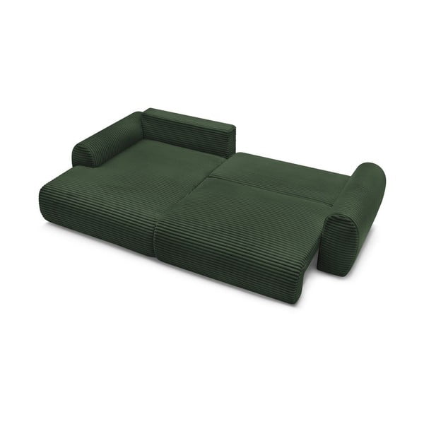 Tmavozelená menčestrová rozkladacia rohová pohovka (ľavý roh) Lucien – Bobochic Paris-image-4