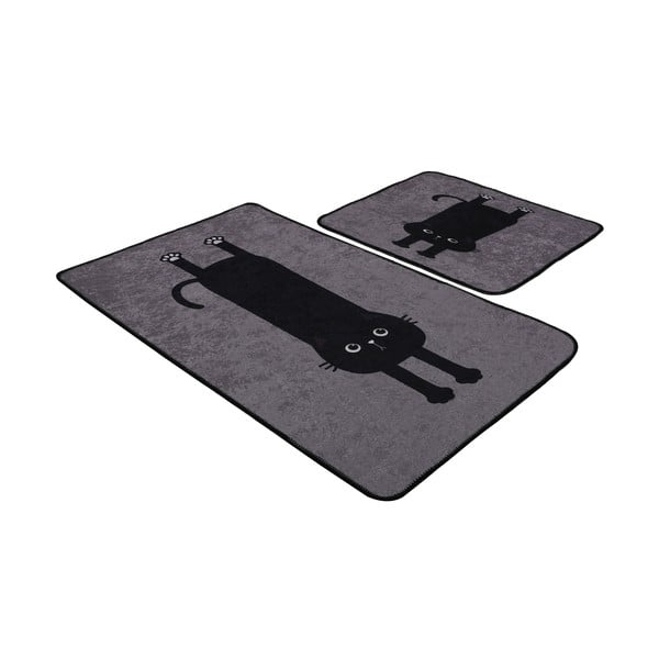 Čierno-sivé kúpeľňové predložky v súprave 2 ks 60x100 cm Comfort – Foutastic-image-3