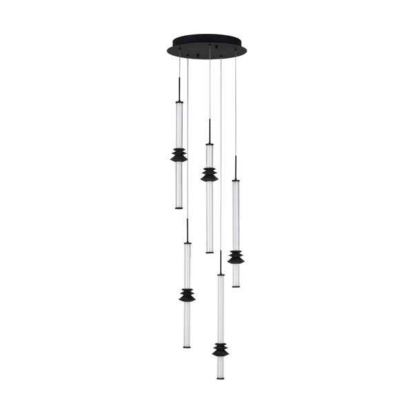Matne čierne keramické LED závesné svietidlo so stmievačom s tienidlom z akrylového skla ø 35 cm Stalactite – Nova Luce